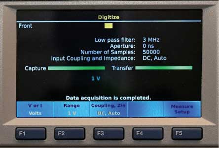 Screen Shot Showing Completion of Data Acquisition
